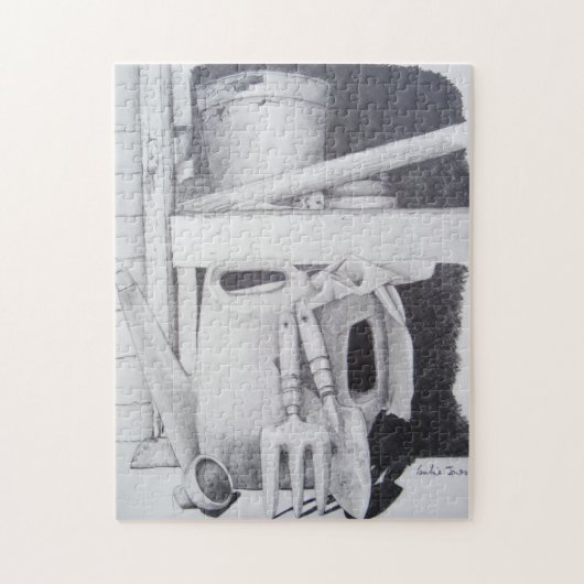 nog te gebruiken tekening van tuinwerktuigen voor legpuzzel (Verticaal)