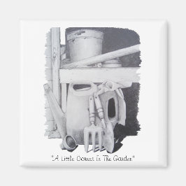 nog te gebruiken tekening van tuinwerktuigen voor  magneet