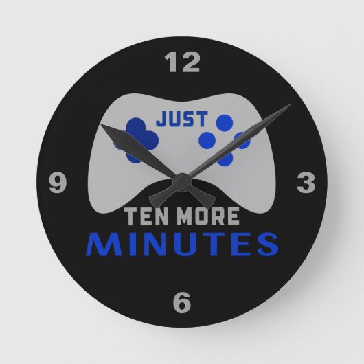 Nog tien minuten zwarte gamer  ronde klok (Voorkant)