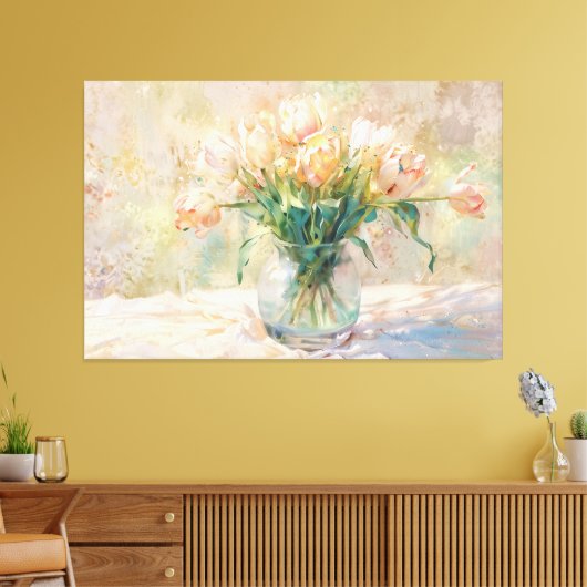 *~* Nog Vaas Tulpen TV2 Uitgerekte Canvas Print (Insitu (Woonkamer))