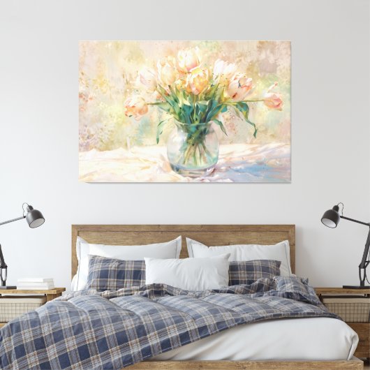*~* Nog Vaas Tulpen TV2 Uitgerekte Canvas Print (Insitu (Slaapkamer))