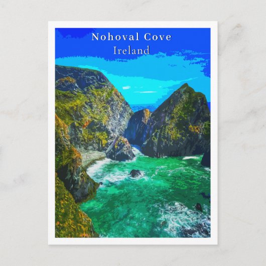 Nohoval Cove Cork Ireland Retro Style Briefkaart (Voorkant)