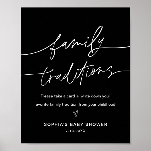 NOIR Baby shower Traditionele familie Poster (Voorkant)