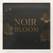 Noir Bloom Affirmation Watch | Elegant Black Mindf Glazen Onderzetter (Voorkant)