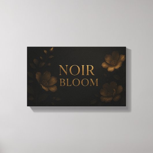 Noir Bloom Elegant Floral Art | Gold and Black Mod Canvas Afdruk (Voorkant)