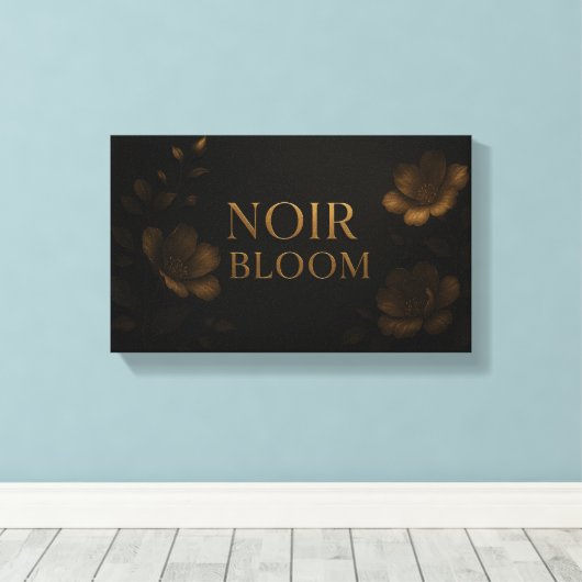 Noir Bloom Elegant Floral Art | Gold and Black Mod Canvas Afdruk (Insitu (Houten vloer))