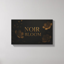 Noir Bloom Elegante Bloemschildering | Goud en Zwa Canvas Afdruk