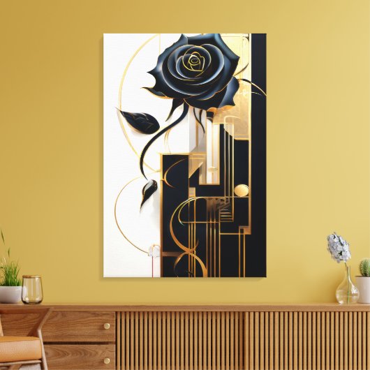 Noir Blossom Canvas Afdruk (Insitu (Woonkamer))