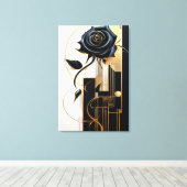 Noir Blossom Canvas Afdruk (Insitu (Houten vloer))