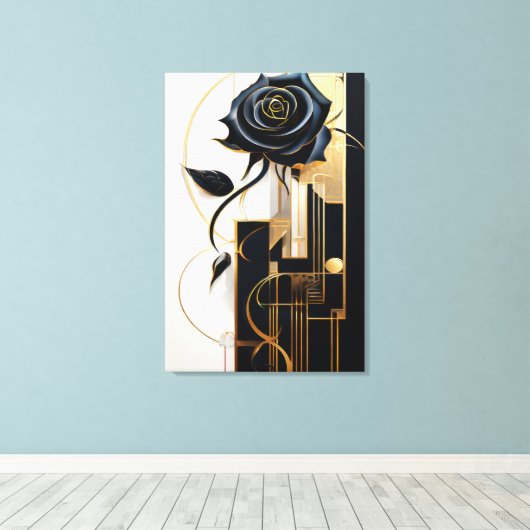 Noir Blossom Canvas Afdruk (Insitu (Houten vloer))