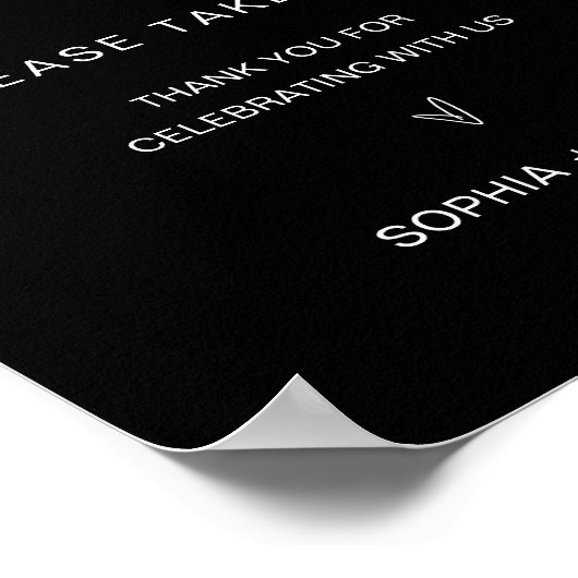 NOIR bruiloft Favors Sign Poster (Hoek)