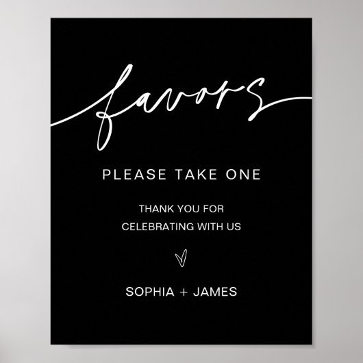 NOIR bruiloft Favors Sign Poster (Voorkant)