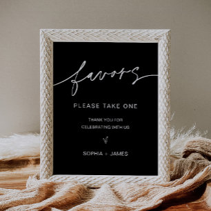 NOIR bruiloft Favors Sign Poster