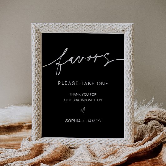 NOIR bruiloft Favors Sign Poster