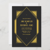 Noir & Champagne Gold Art Deco Wedding Photo Kaart (Voorkant)