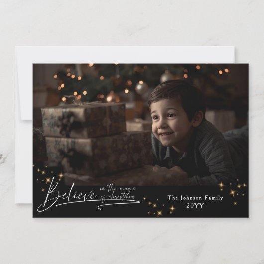 Noir chic Geloof in de magie van Kerstmis Feestdagenkaart (Voorkant)