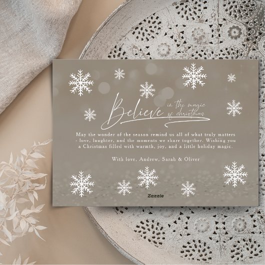 Noir chic Geloof in de magie van Kerstmis Feestdagenkaart