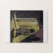 Noir Crow Detective in Rain Moody Comic Art Jigsaw Legpuzzel (Horizontaal)