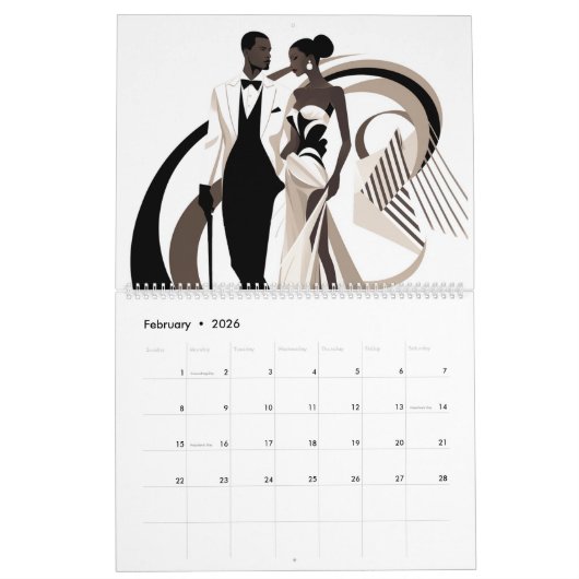 NOIR ELEGANCE 2026 Calendar Kalender (Feb 2026)