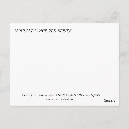 NOIR ELEGANTIE-ROOD #1 BRIEFKAART (Achterkant)