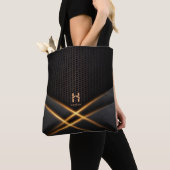 Noir en Goud Abstract Behang Canvas tas (Dichtbij)