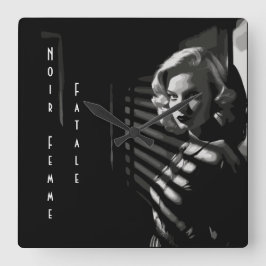 Noir Femme Fatale Vierkante Klok