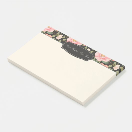 Noir Floral Elegance  Pastel Roze Rozen Post-it® Notes (Schuin)