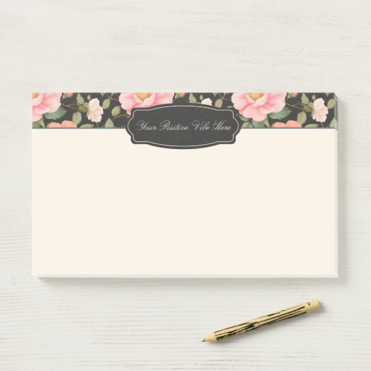 Noir Floral Elegance  Pastel Roze Rozen Post-it® Notes (Op bureau)