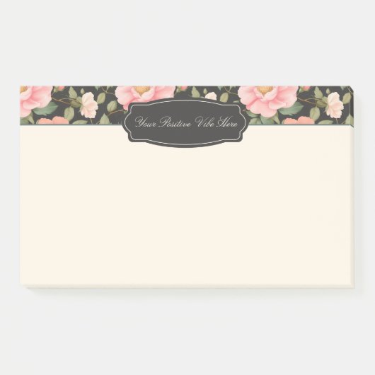 Noir Floral Elegance  Pastel Roze Rozen Post-it® Notes (Voorkant)