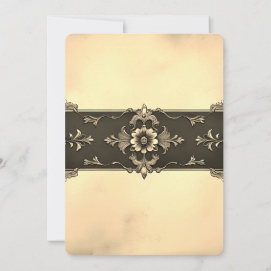  Noir Floral Scroll huwelijksuitnodiging Kaart (Achterkant)