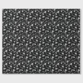 Noir Floral Vine Wrapping Paper Cadeaupapier (Vlak)