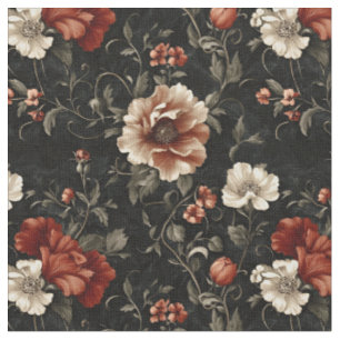 Noir Garden - Donkere Moody Bloemen Stof