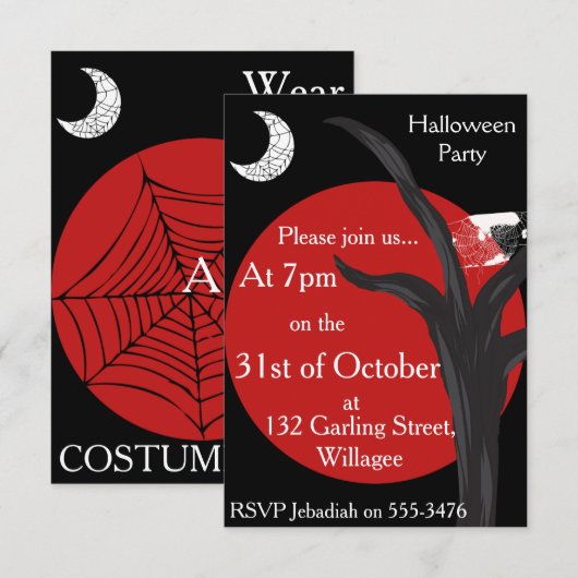 Noir Halloween Invite Kaart (Voorkant / Achterkant)