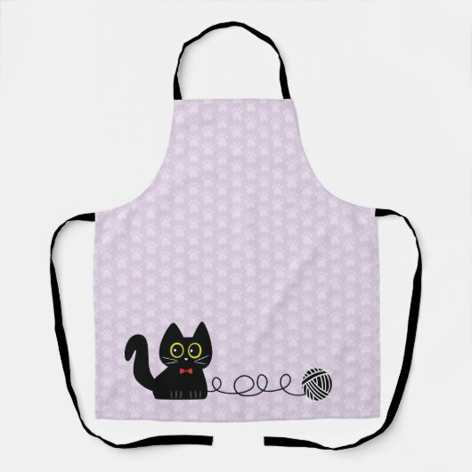 Noir het Kat All-Over Print Apron Schort (Voorkant)