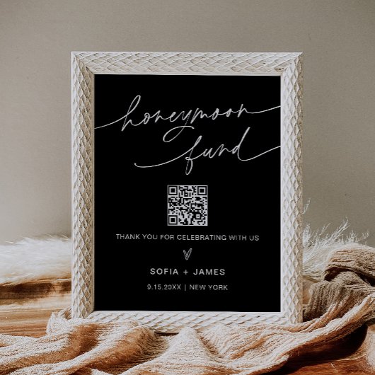 NOIR Honeymoon Fund Wedding Sign. Poster