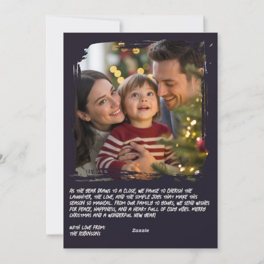 Noir Luxe Funny Cat Retro Christmas Photo Feestdagenkaart (Achterkant)