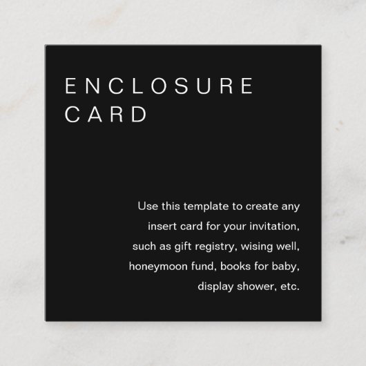 NOIR minimalistisch Kaart Uitnodiging toevoeging (Voorkant)