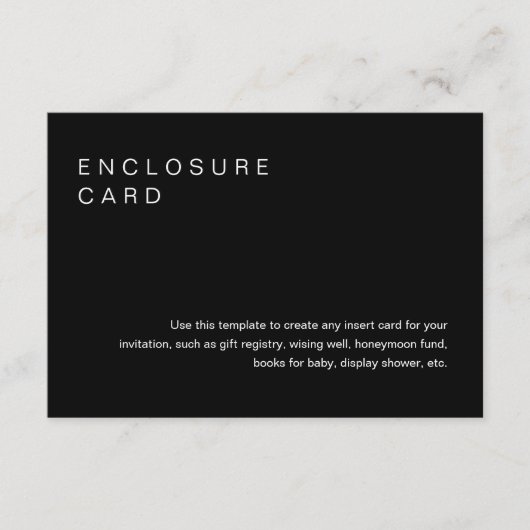 NOIR minimalistisch Kaart Uitnodiging toevoeging (Voorkant)