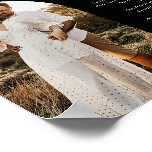 NOIR minimalistisch tafelnummer met leuke weetjes  Poster (Hoek)