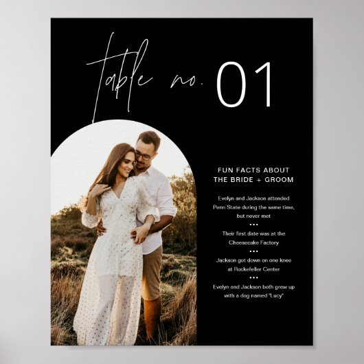 NOIR minimalistisch tafelnummer met leuke weetjes  Poster (Voorkant)