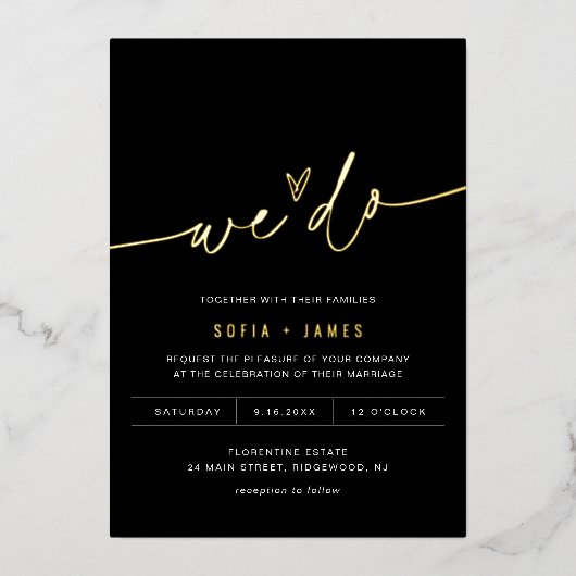 NOIR minimalistisch We zetten Folie uit Folie Uitnodiging (Voorkant)