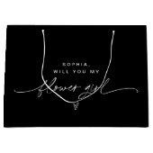 NOIR minimalistische Bloemenmeisje Gift Bag Groot Cadeauzakje (Voorkant)