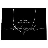 NOIR minimalistische bridesmaid Gift Bag Groot Cadeauzakje (Voorkant)