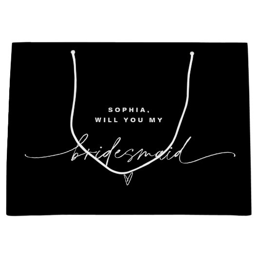 NOIR minimalistische bridesmaid Gift Bag Groot Cadeauzakje (Voorkant)