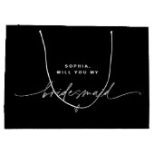 NOIR minimalistische bridesmaid Gift Bag Groot Cadeauzakje (Achterkant)