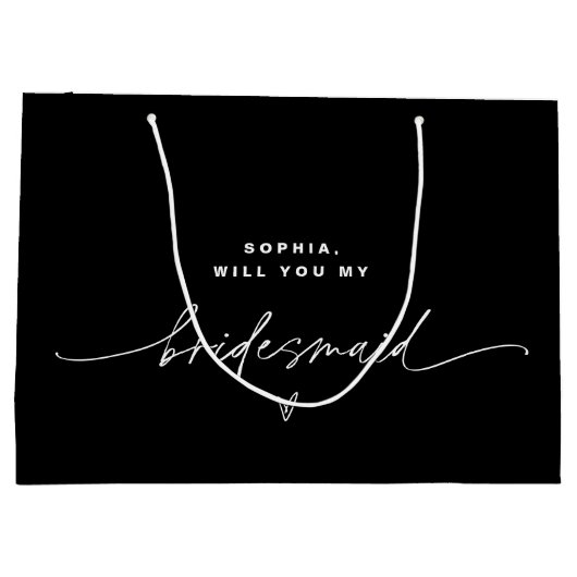 NOIR minimalistische bridesmaid Gift Bag Groot Cadeauzakje (Achterkant)