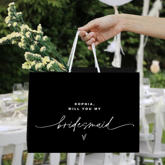 NOIR minimalistische bridesmaid Gift Bag Groot Cadeauzakje