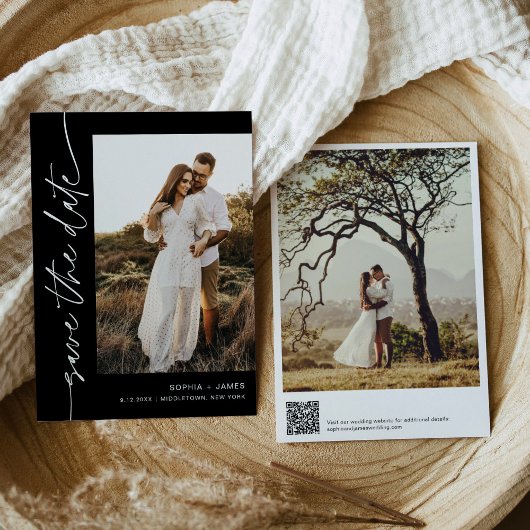 NOIR Minimalistische moderne foto Save The Date Ka Kaart