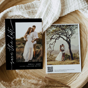 NOIR Minimalistische moderne foto Save The Date Ka Kaart
