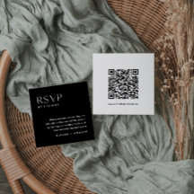 NOIR-minimalistische RSVP-kaart, QR-code invoegen